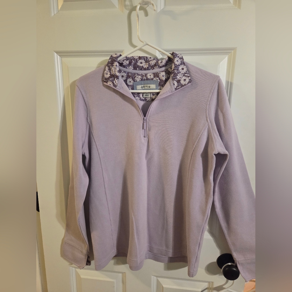 Orvis Lavender Quarter-Zip Sweater